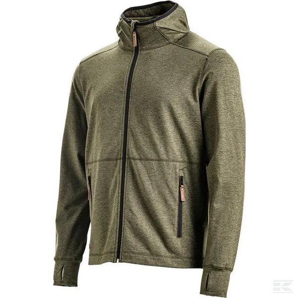 Kramp Vetoketjullinen collegetakki hupulla, oliivinvihreä