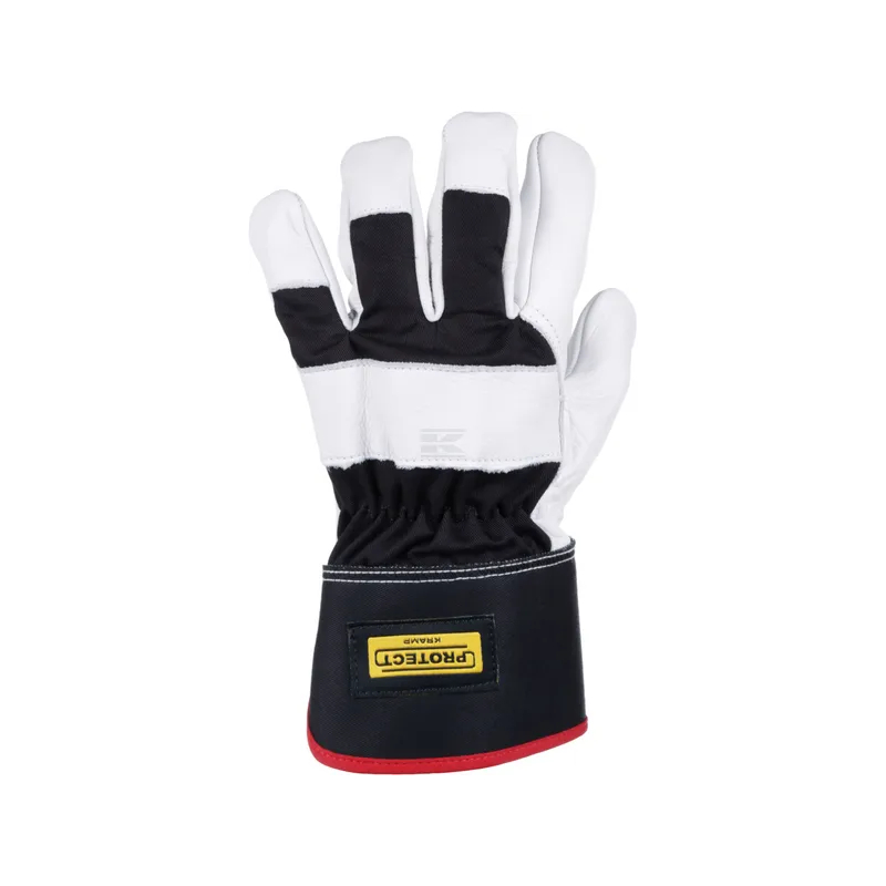 Työkäsineet musta-valkoiset nahka/puuvilla