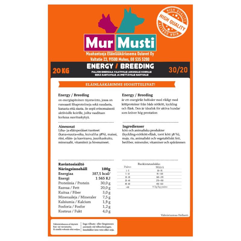 MurMusti 20kg Energy/Breeding koiranruoka