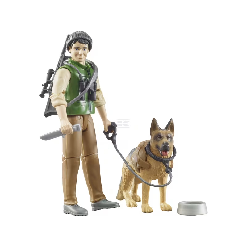 Bruder Metsänvartija koiralla ja laitteilla