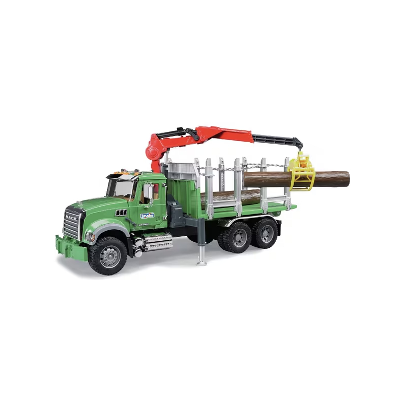 Bruder MACK Granite kuorma-auto nosturilla ja kolmella tukilla