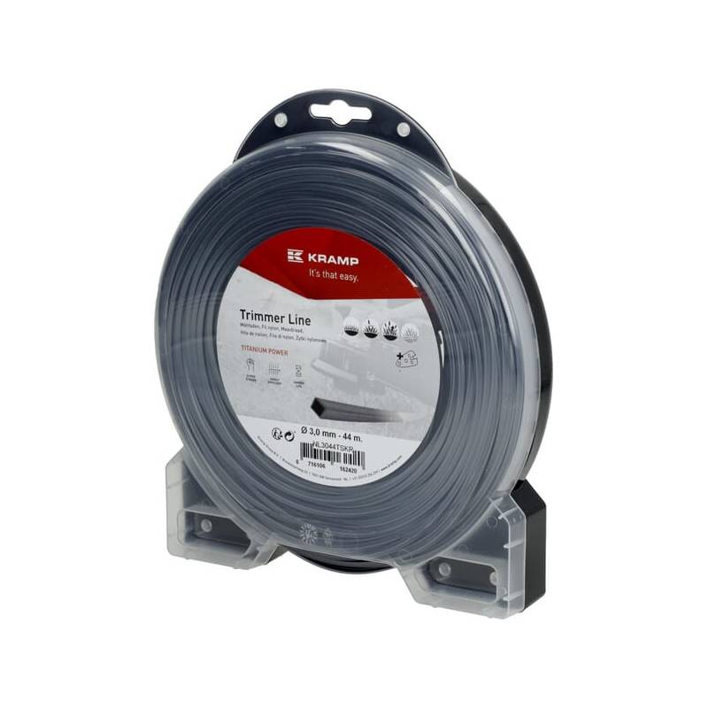 Trimmerin siima neliö Ø3,0 mm, 44 m Titanium Power harmaa