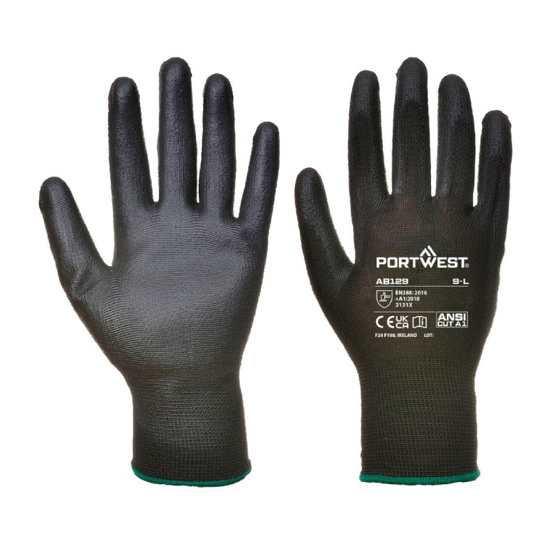 Asentajan käsine 12 paria, musta